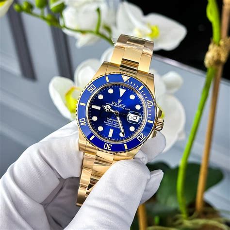 rolex yellow gold blue women|rolex submariner blue gold price.